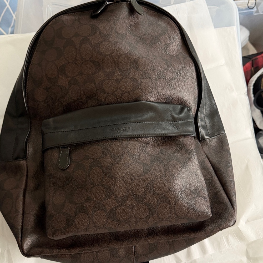 Coach Dark Brown Signature Backpack